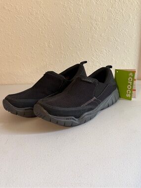 Crocs Men’s Swiftwater Mesh Moc Shoes Black Casual Slip On Loafer Size 9 M